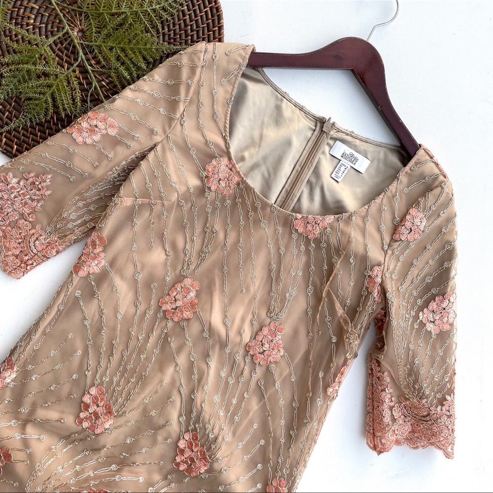 Badgley Mischka Belle Womens Dress Sheath Floral Mesh Embroidered Cocktail 8